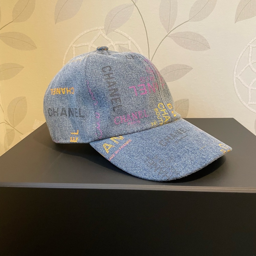 Chanel Denim Logo Cap. Fits Size Medium.